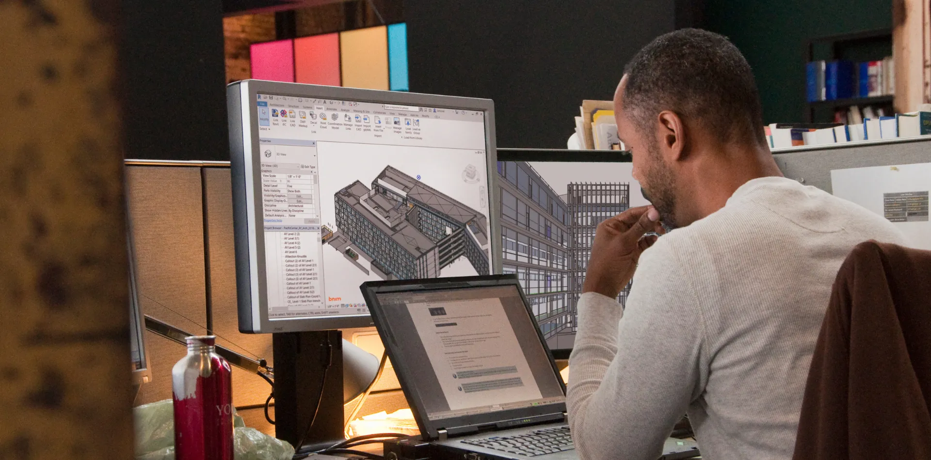 BIM model review at a workstation